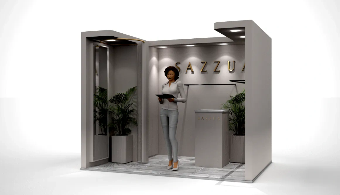 Render 3D de Alta Precisión Boutique Sazzua — BOUTIQUE FERIAL SAZZUA
